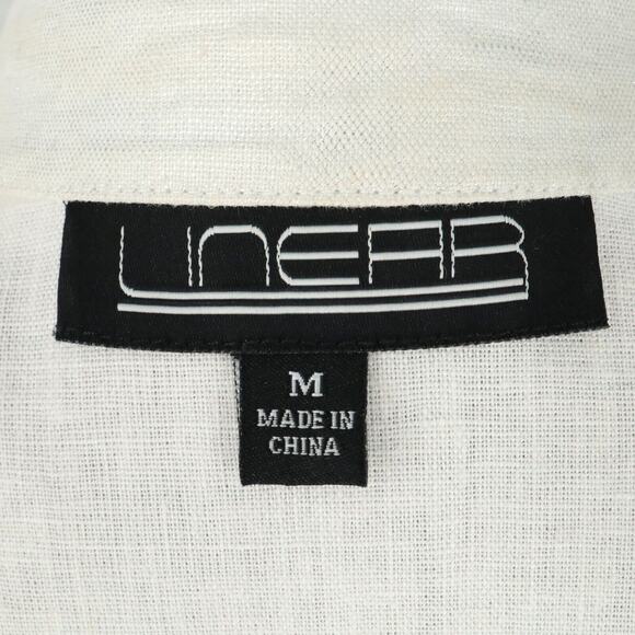 Linear Jacket Womens Medium Ivory Metallic Linen Safari Cargo Drawstring Career - Picture 4 of 16